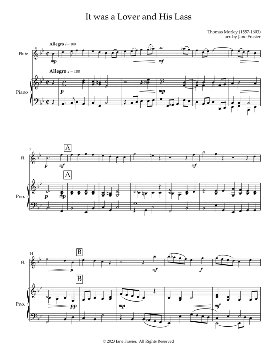 It Was a Lover and His Lass Flute Solo scores gallery preview page 1