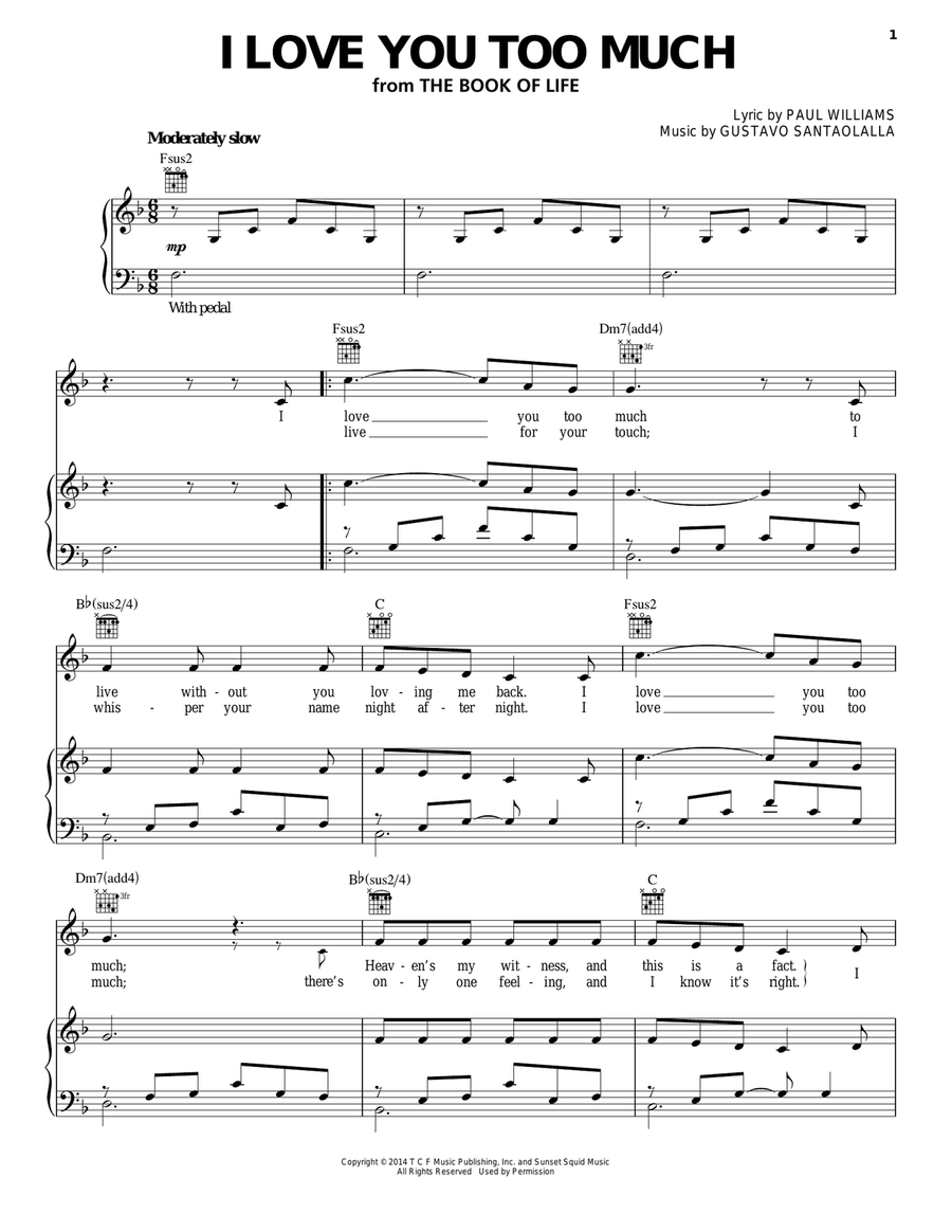 I Love You Too Much Guitar scores gallery preview page 1