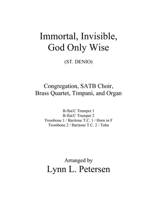 Book cover for Immortal, Invisible, God Only Wise (with brass quartet)