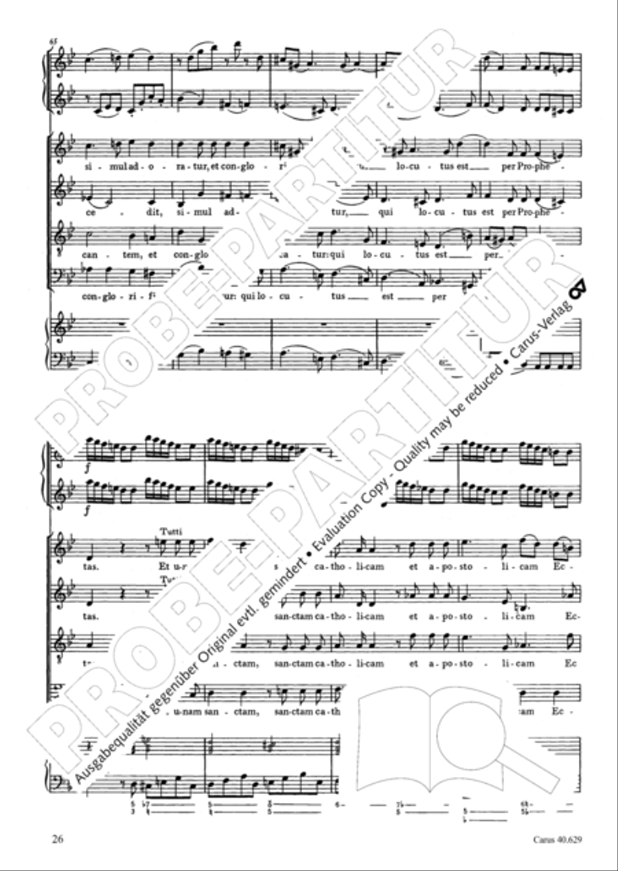 Missa brevis in B flat major 4-Part scores gallery preview page 27