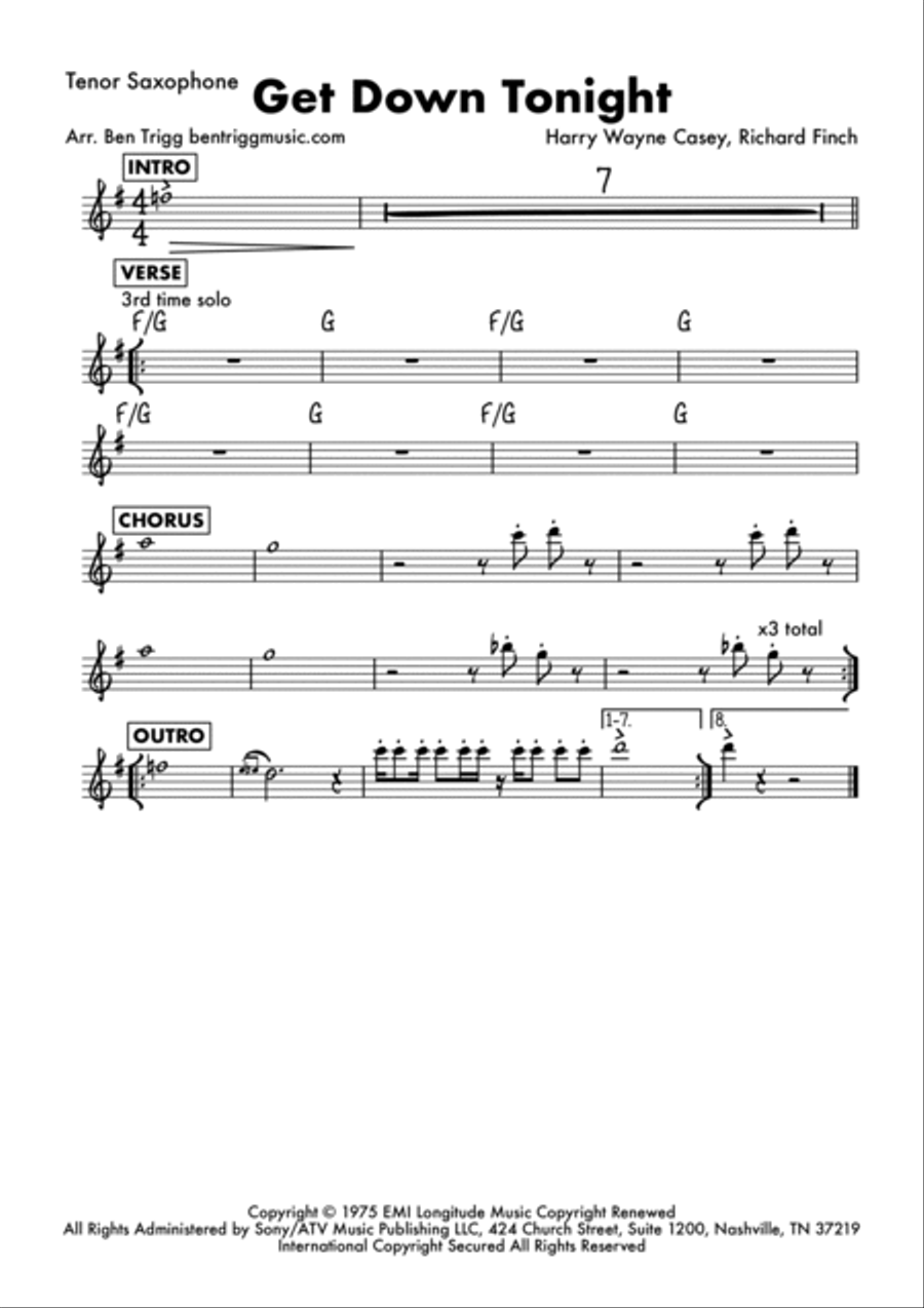 Get Down Tonight Tenor Saxophone scores gallery preview page 4