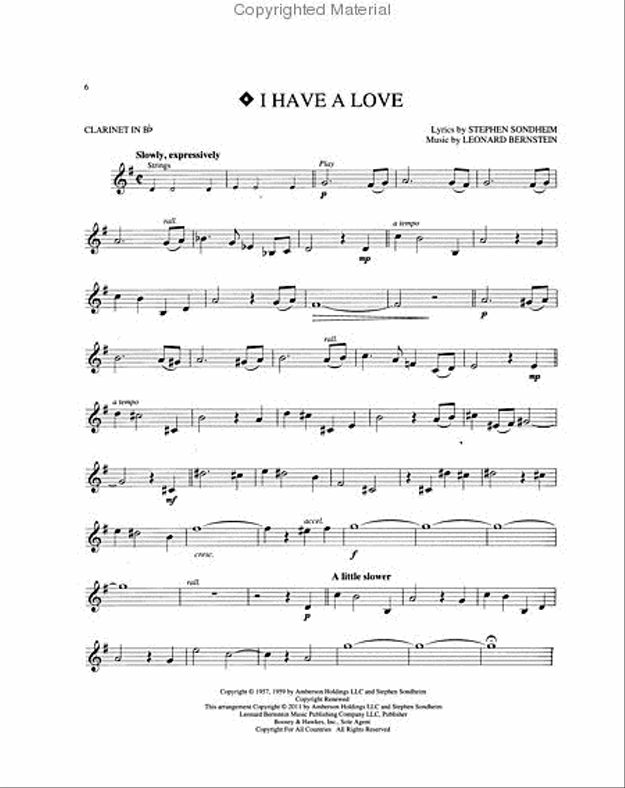 West Side Story for Clarinet Clarinet Solo scores gallery preview page 4
