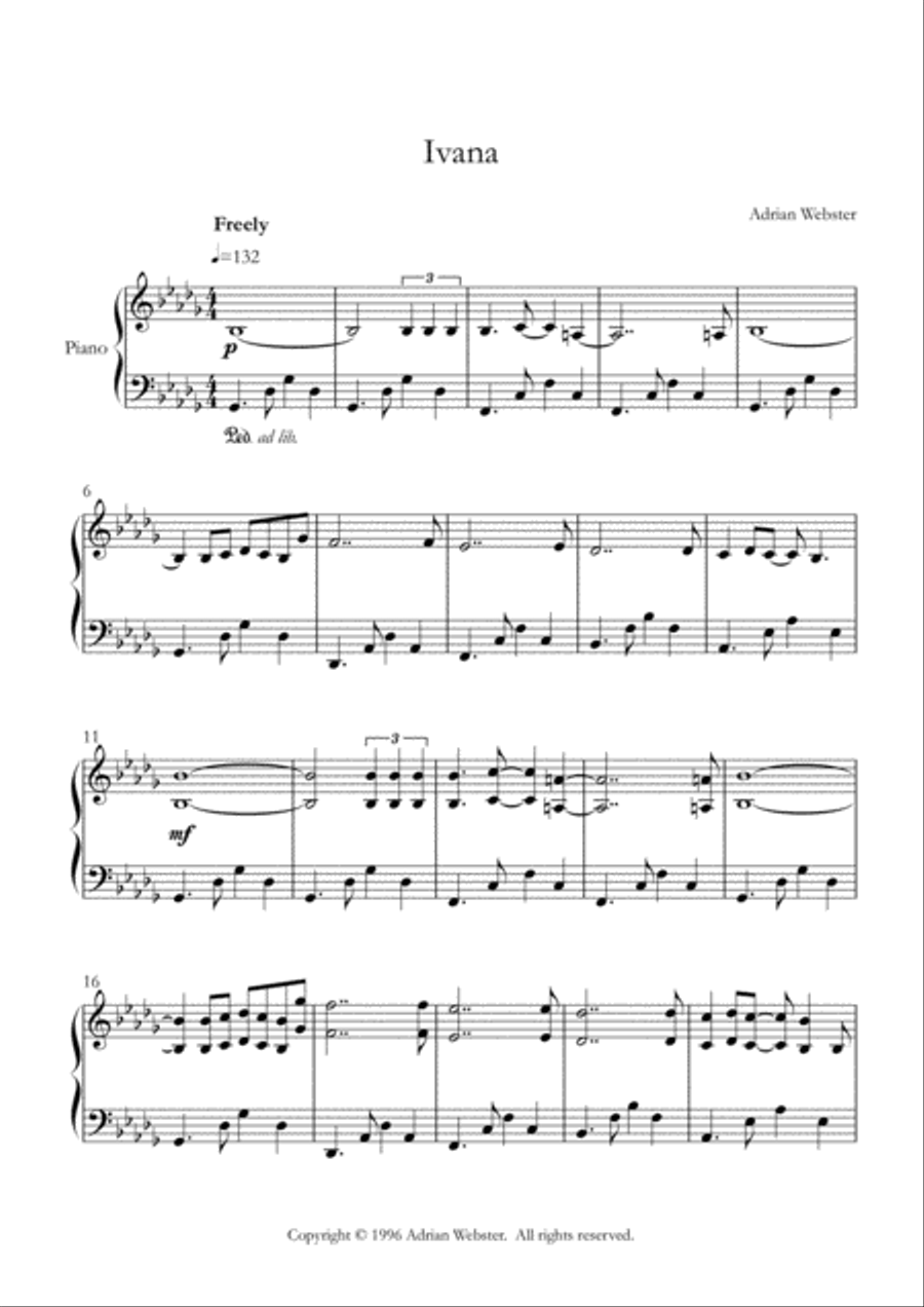 Ivana - CrusaderBeach - Dramatic Emotional Piano Solo Piano Solo scores gallery preview page 1