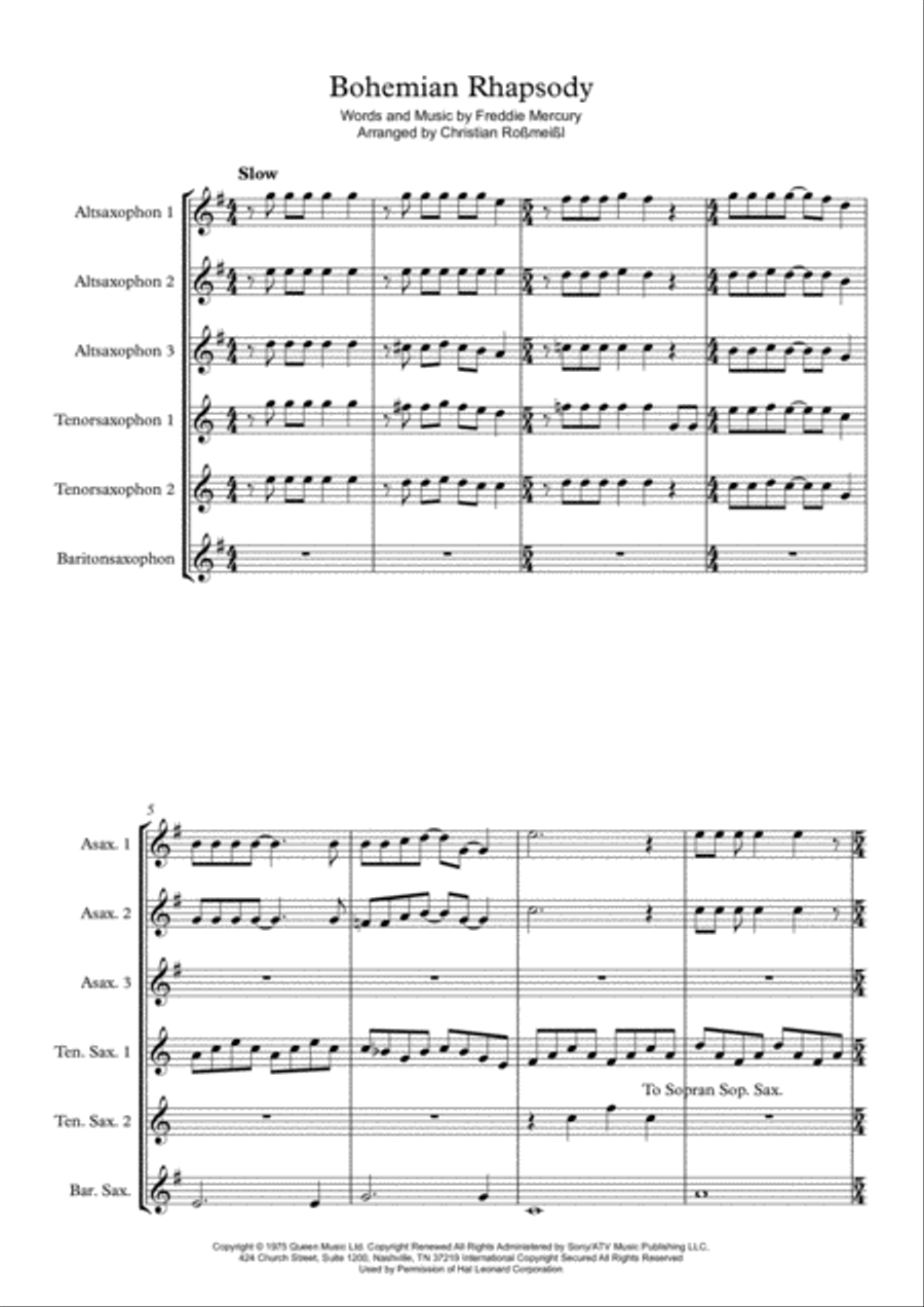 Bohemian Rhapsody Woodwind Quintet scores gallery preview page 2