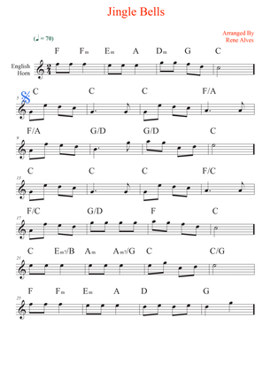 jingle bells cipher and melody for english horn.