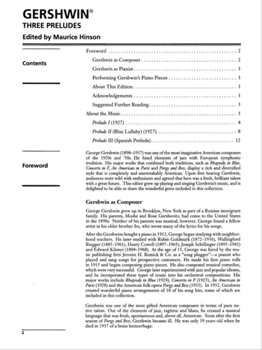 George Gershwin -- Three Preludes Piano Solo scores gallery preview page 2