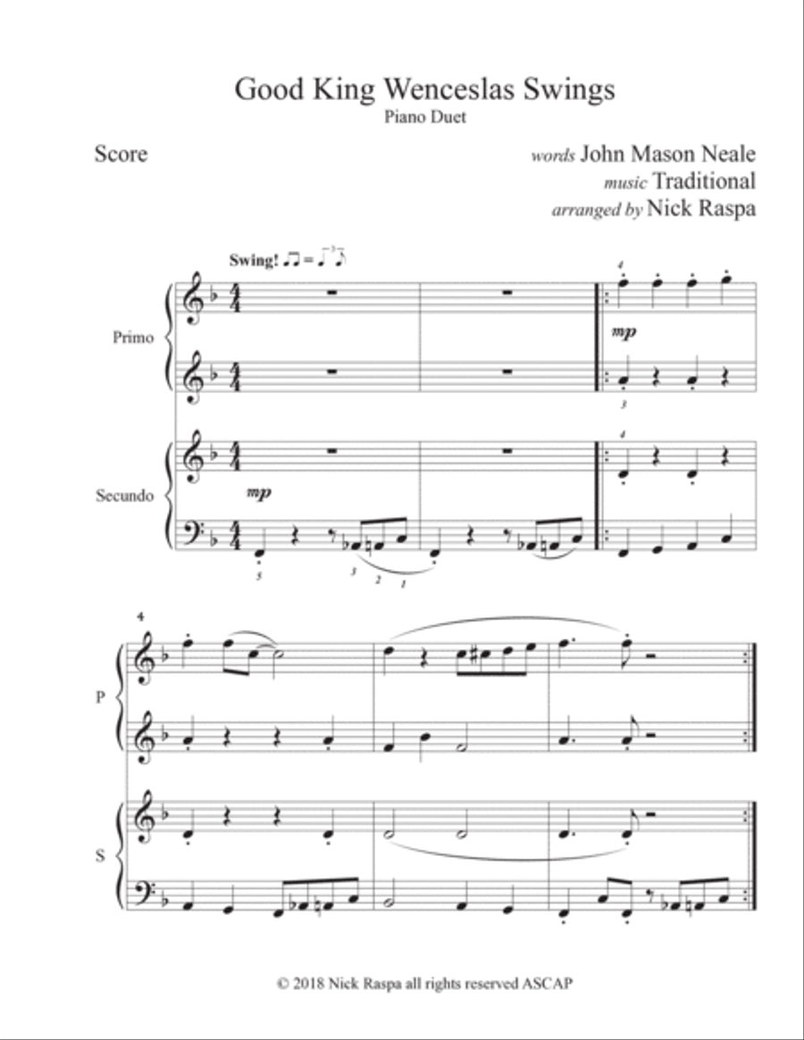 Good King Wenceslas Swings (1 piano 4 hands) complete set 1 Piano, 4-Hands scores gallery preview page 4