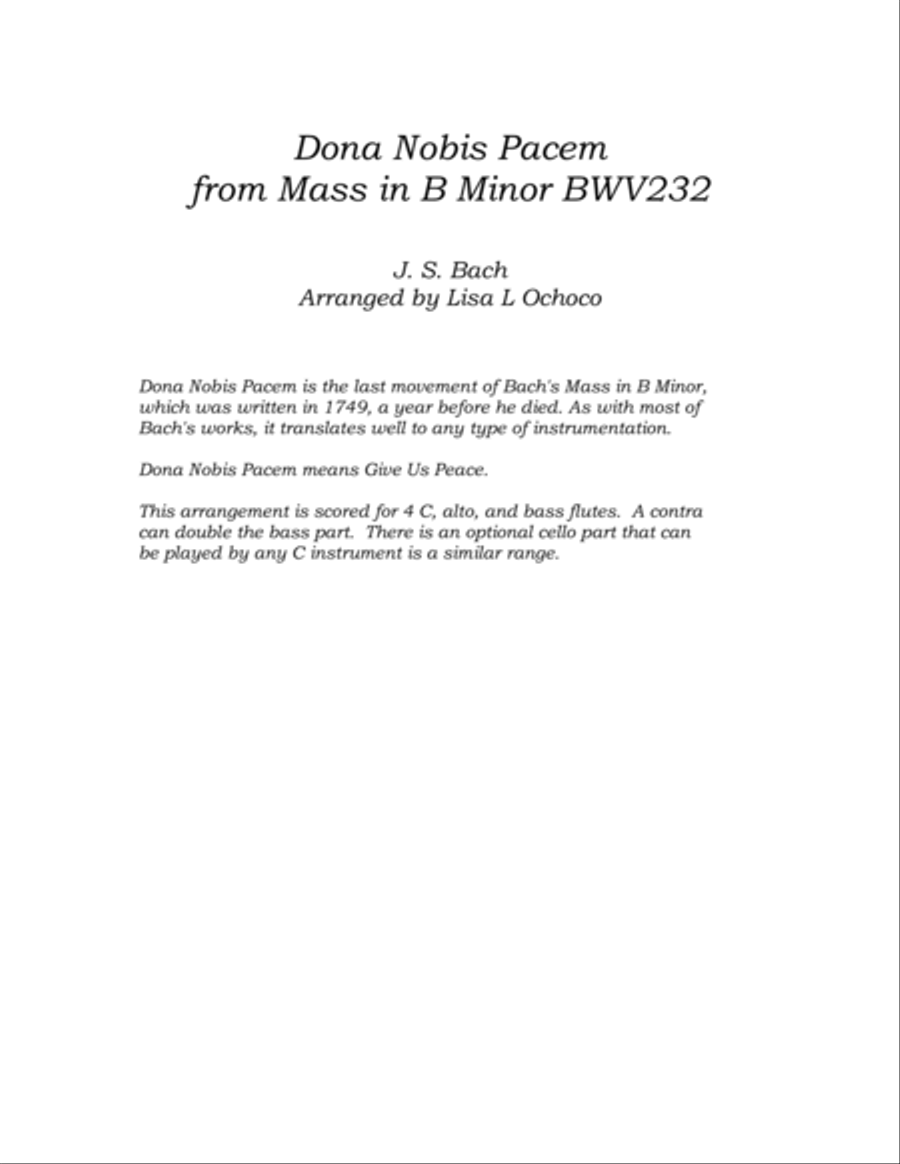 Dona Nobis Pacem from Mass in B Minor BWV 232 for Flute Choir Flute Choir scores gallery preview page 4