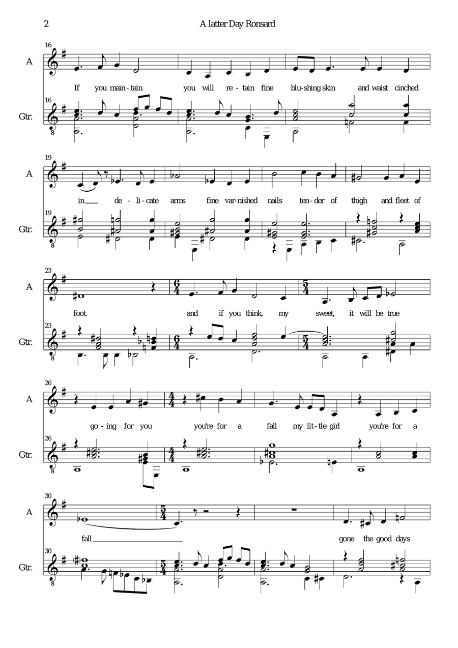 A latter day Ronsard for alto and guitar Small Ensemble scores gallery preview page 2