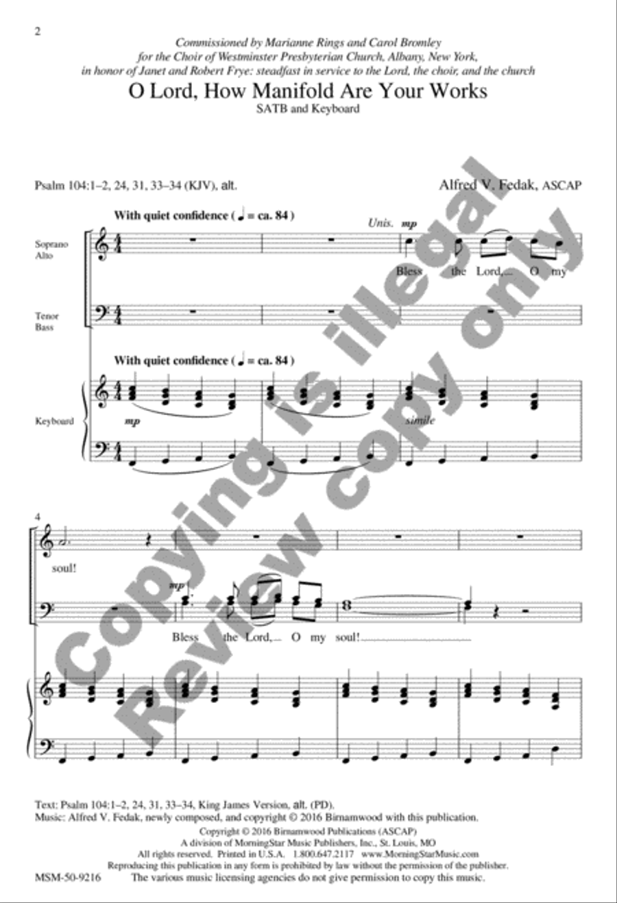 O Lord, How Manifold Are Your Works 4-Part scores gallery preview page 2