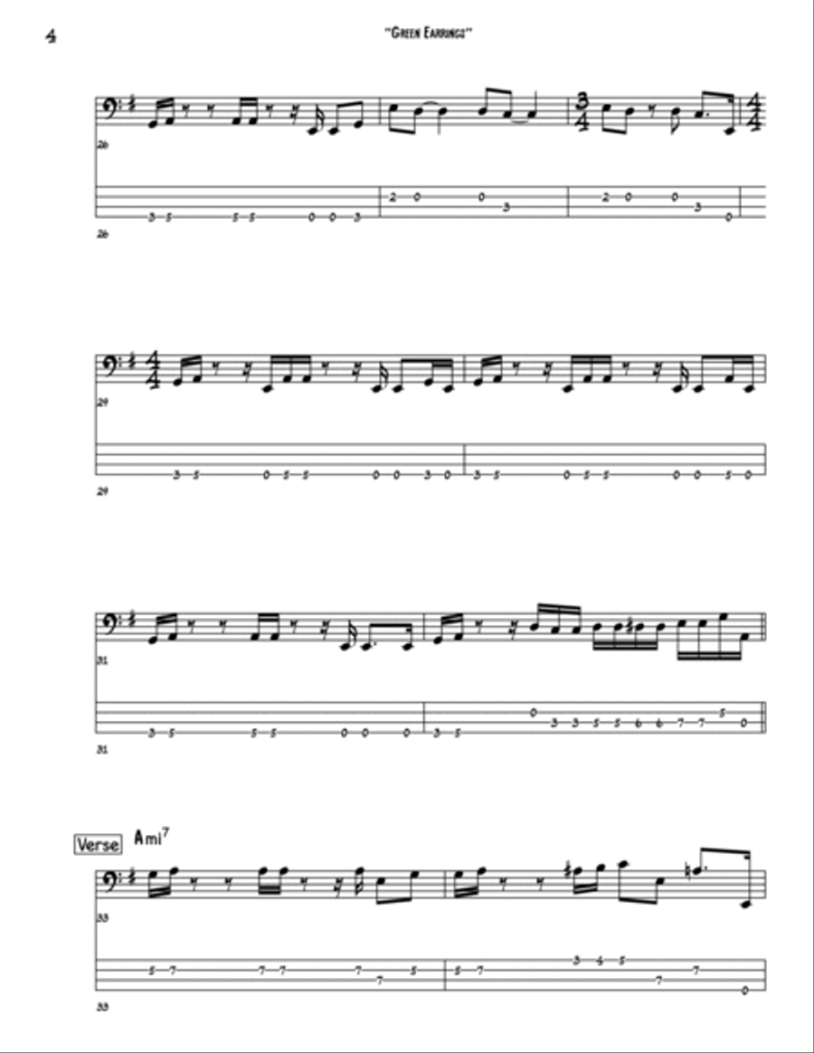 Green Earrings Bass Guitar scores gallery preview page 4