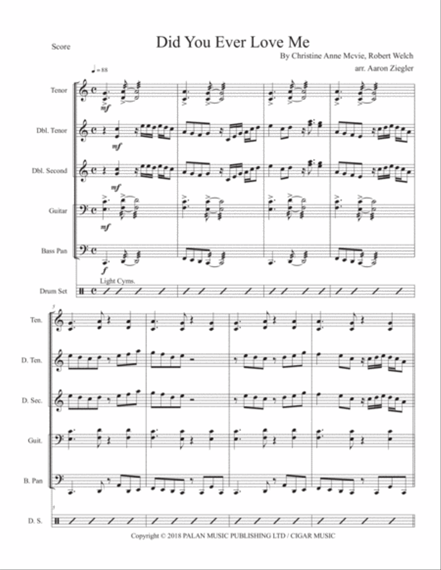 Did You Ever Love Me Percussion Ensemble scores gallery preview page 1