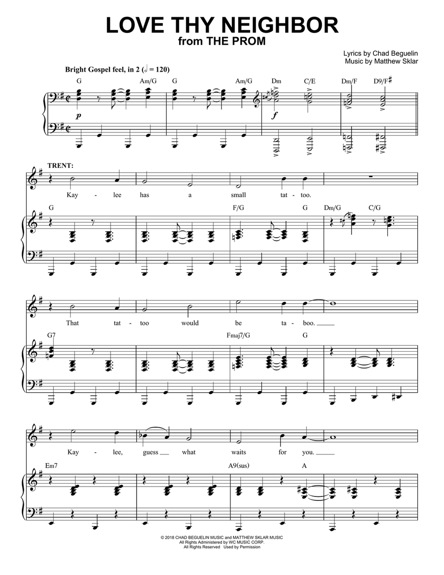 Love Thy Neighbor (from The Prom: A New Musical) Voice scores gallery preview page 1