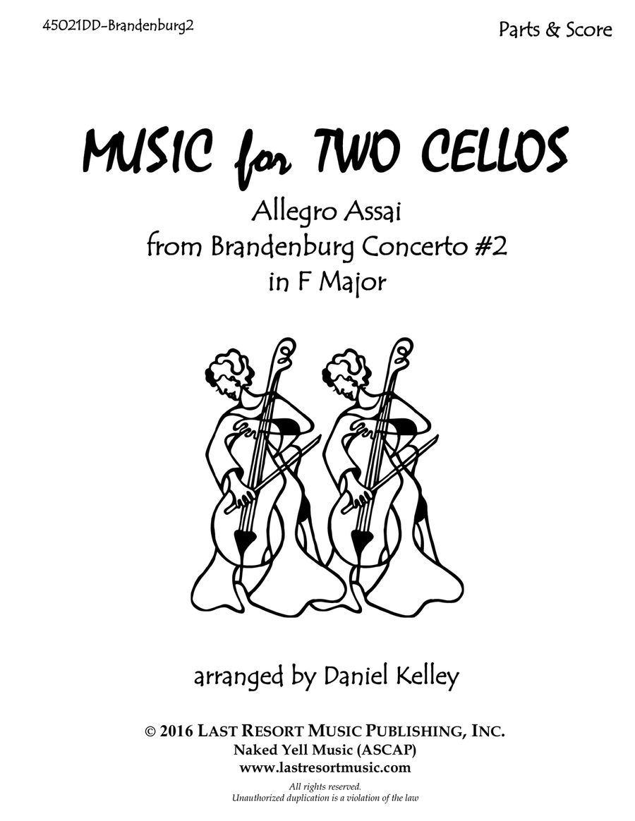 Allegro assai from Brandenburg Concerto #2 in F Major for Cello Duet (Music for Two Cellos) String Orchestra scores gallery preview page 2