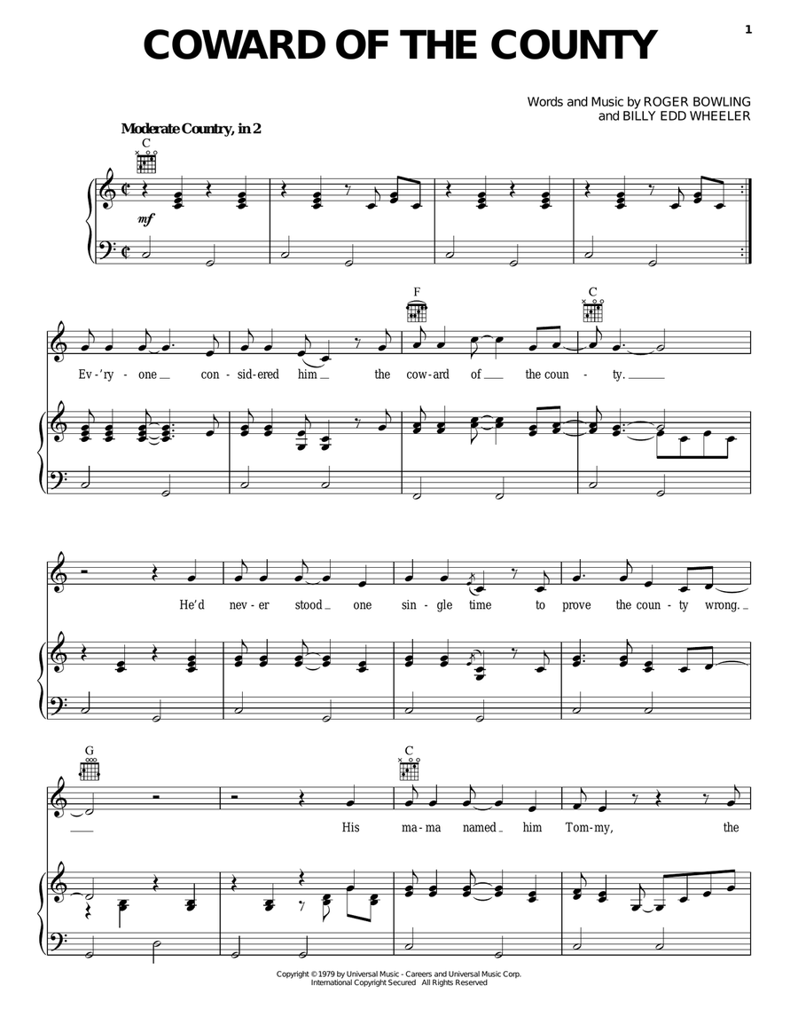 Coward Of The County Coward Of The County Acoustic Guitar scores gallery preview page 1