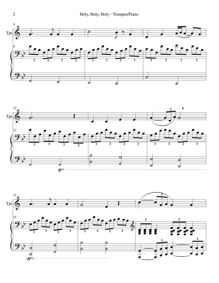 HOLY, HOLY, HOLY (Bb Trumpet Piano and Trumpet Part) Trumpet Solo scores gallery preview page 2