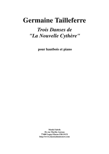 Germaine Tailleferre: Trois Danses de "La Nouvelle Cythère" for oboe and piano