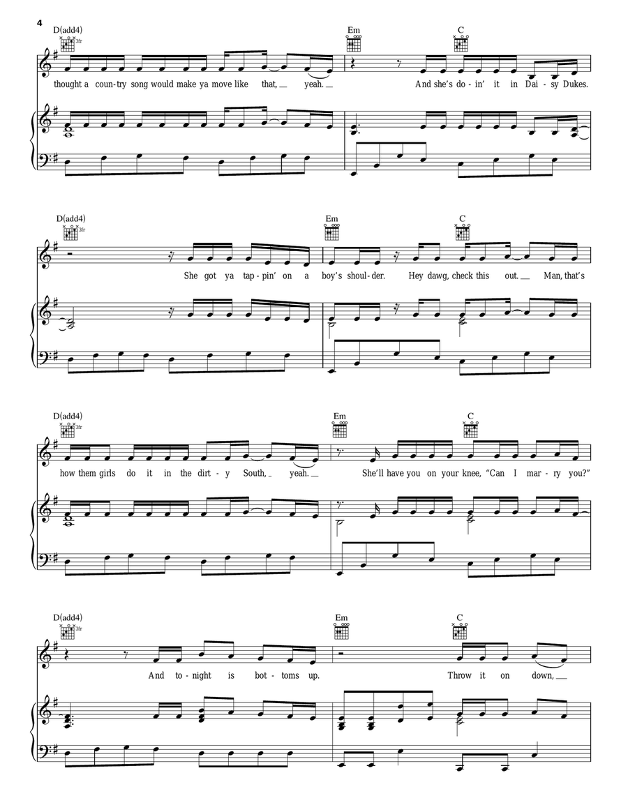 Bottoms Up Piano, Vocal, Guitar scores gallery preview page 4