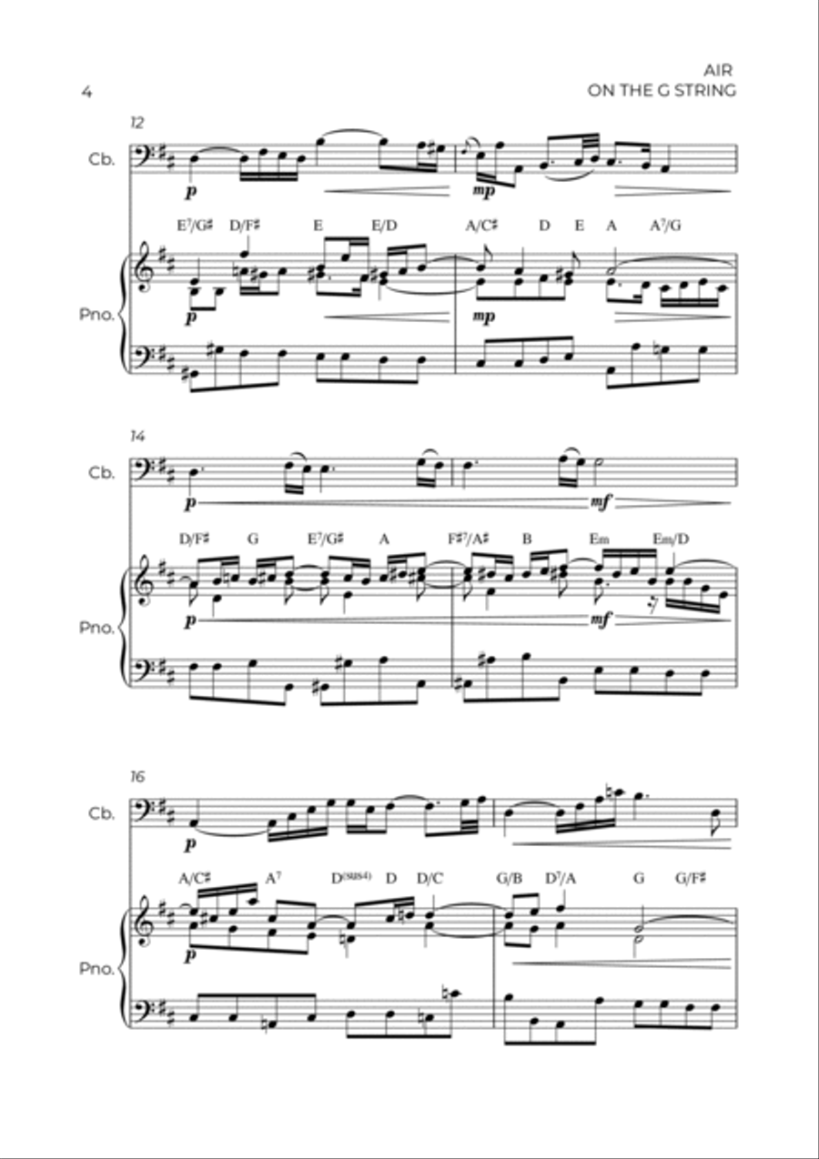 AIR ON THE G STRING - CONTRABASS & PIANO Double Bass scores gallery preview page 4