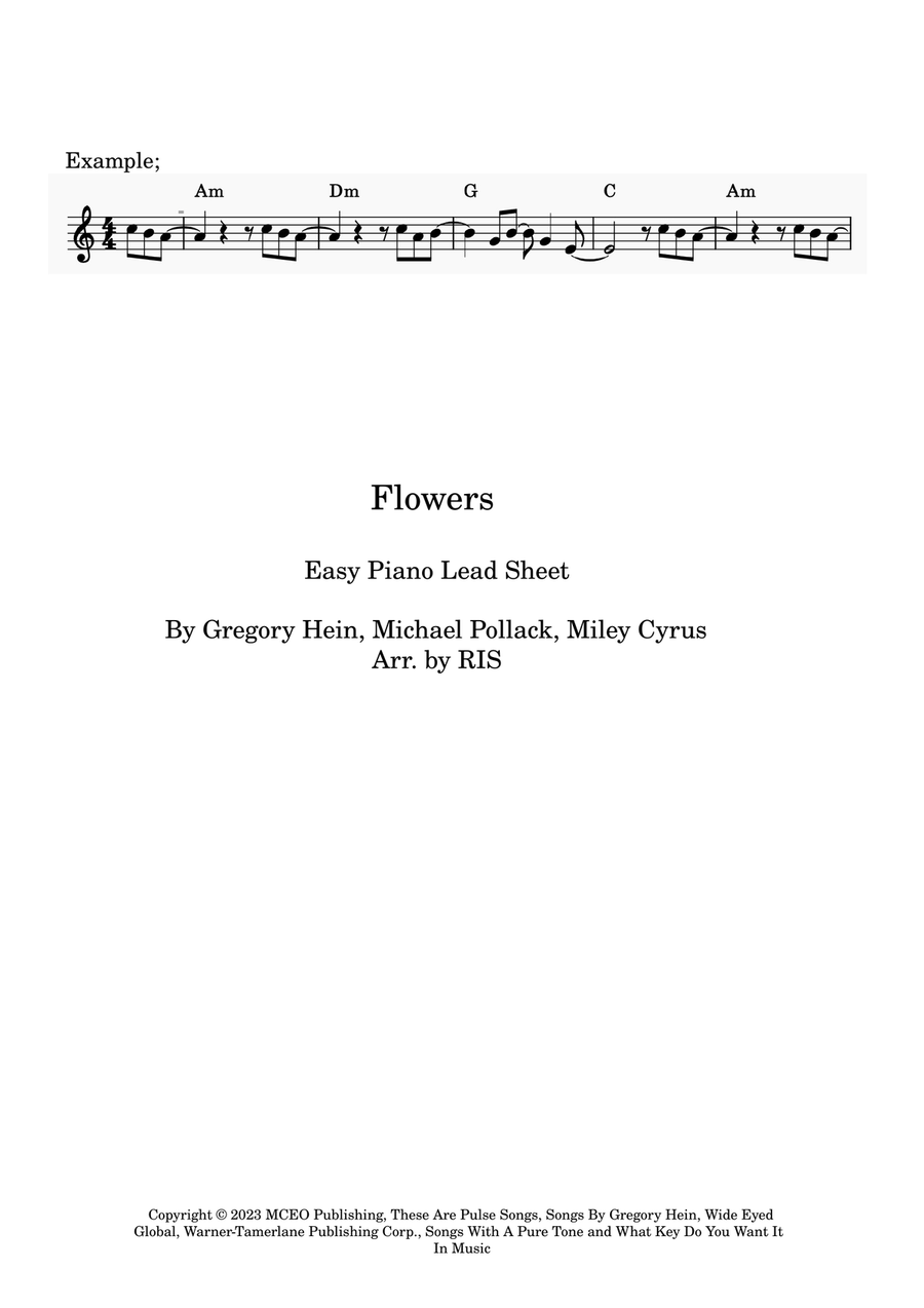 Flowers Easy Piano scores gallery preview page 1