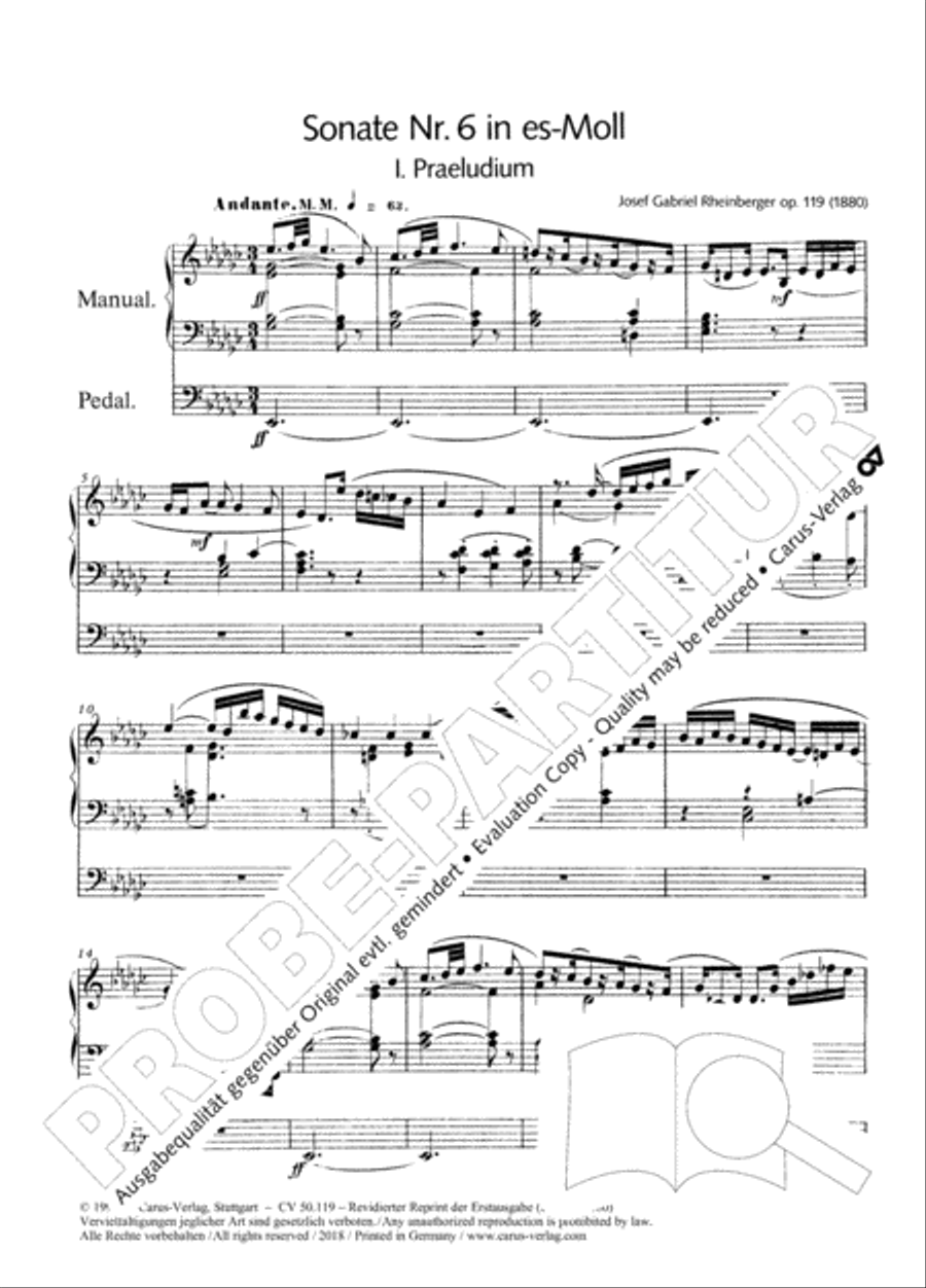 Organ Sonata No. 6 in E flat minor Organ scores gallery preview page 3