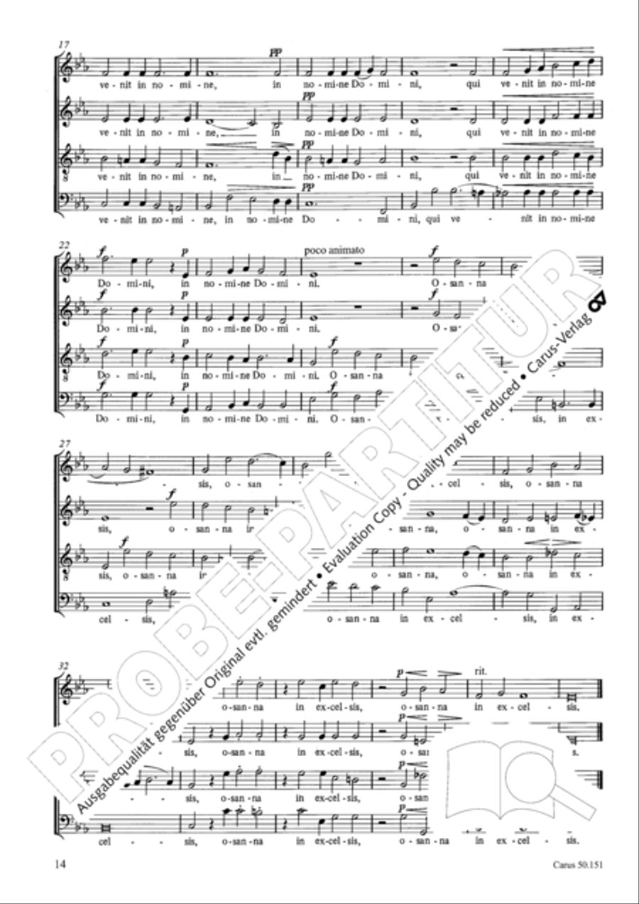 Missa St. Crucis in G 4-Part scores gallery preview page 15