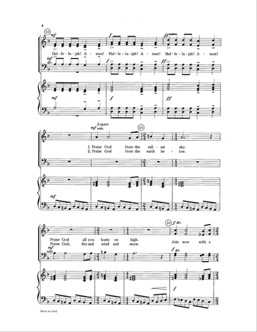 Glory to God Glory to God Choir scores gallery preview page 4