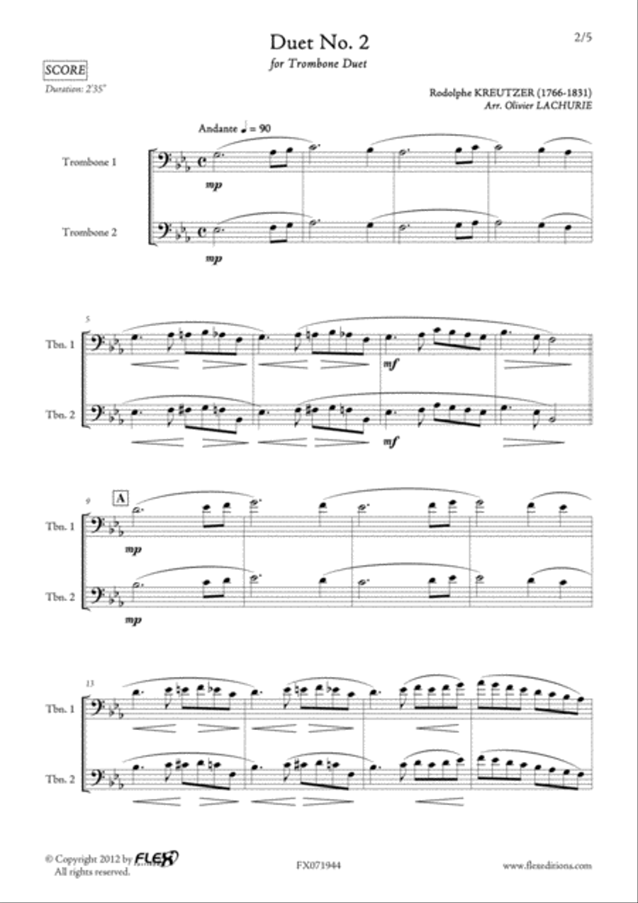 Duet No. 2 Trombone Duet scores gallery preview page 2