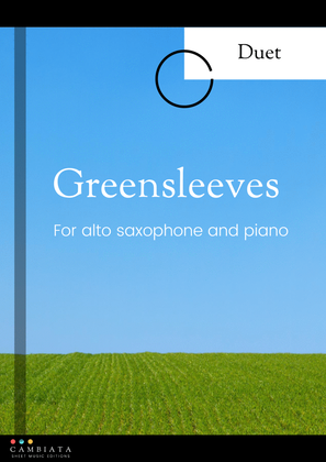 Book cover for Greensleeves - for solo saxophone (Alto) and piano accompaniment (Easy)