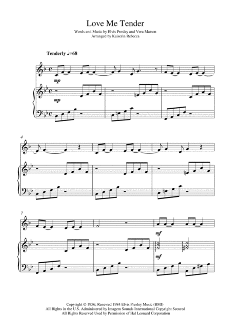 Love Me Tender Love Me Tender English Horn scores gallery preview page 1