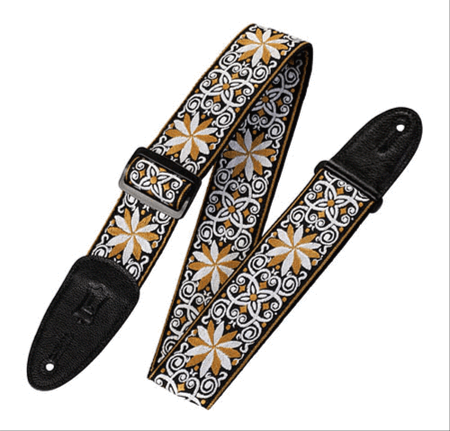 '60s Hootenanny Jacquard Weave Guitar Strap – Floral Yellow Musical Instruments scores gallery preview page 2