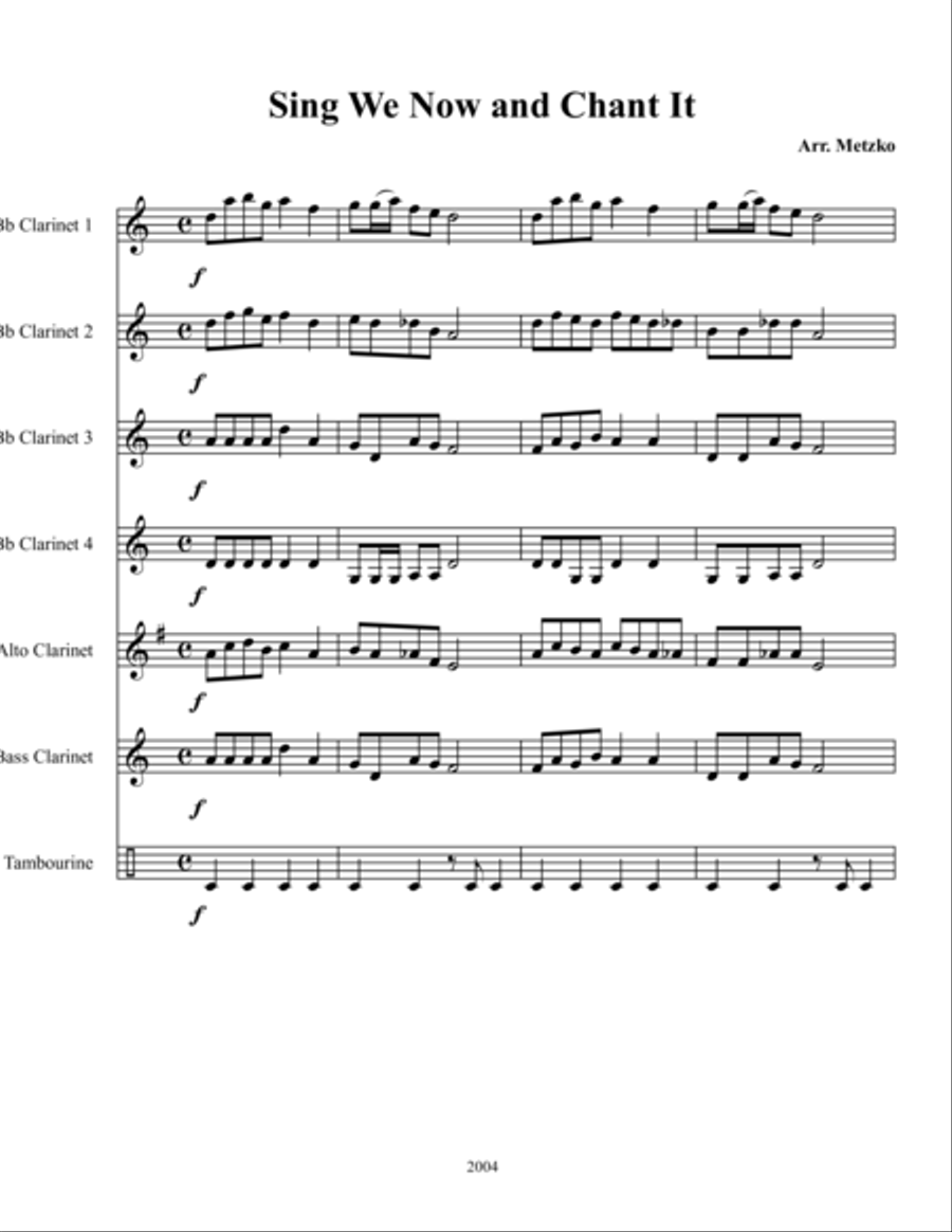 Sing We Now and Chant It for Clarinet Choir Clarinet Choir scores gallery preview page 1