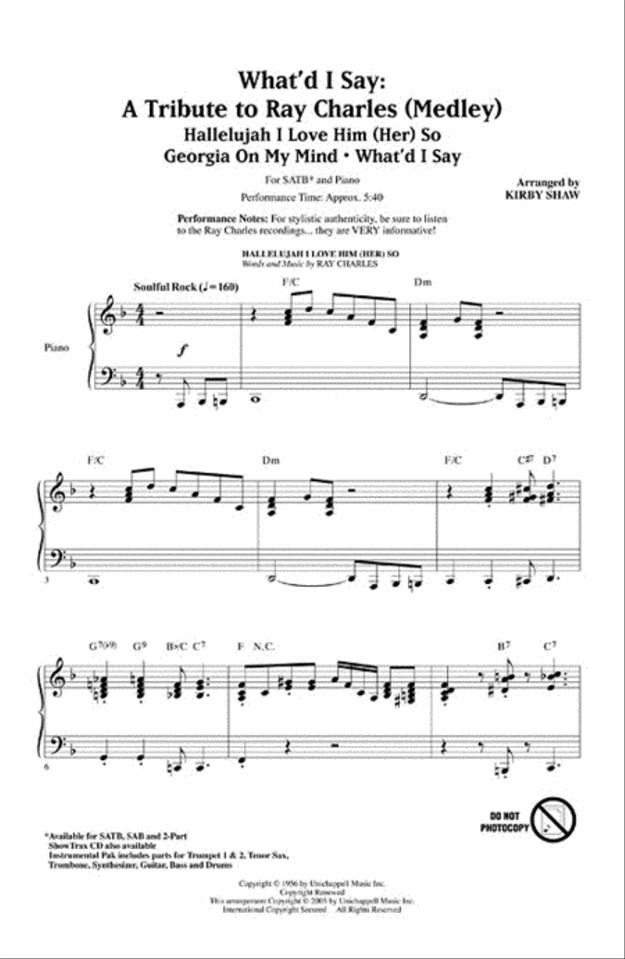 What'd I Say – A Tribute to Ray Charles (Medley) 4-Part scores gallery preview page 2
