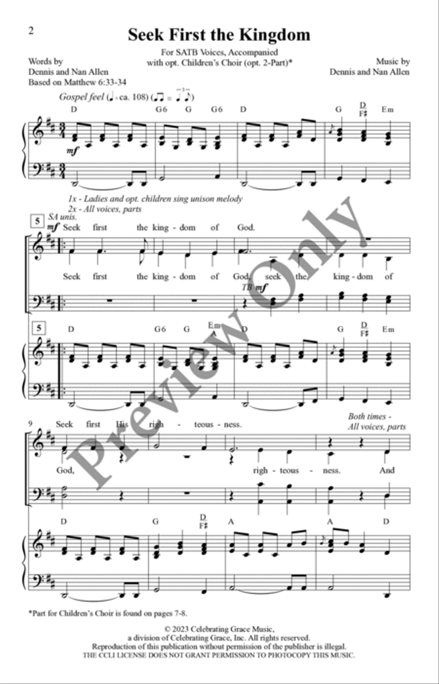 Seek First the Kingdom 4-Part scores gallery preview page 2