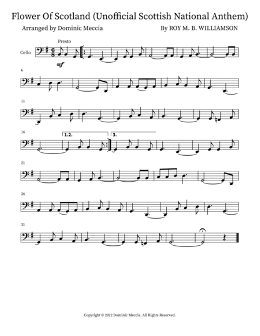 Flower Of Scotland (Unofficial Scottish National Anthem) String Duet scores gallery preview page 3
