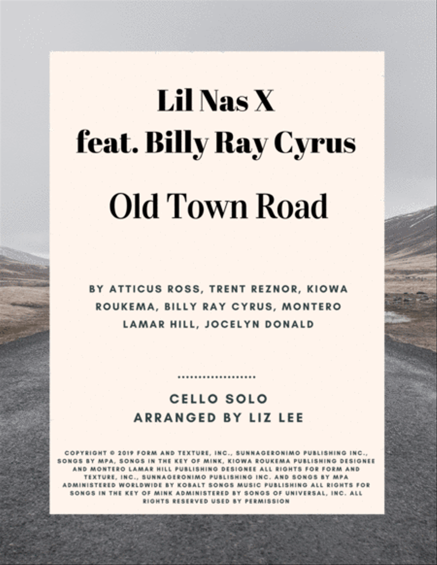 Old Town Road (remix) Cello Solo scores gallery preview page 1