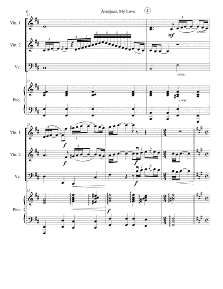 Joaquin Rodrigo - Concerto de Aranjuez 2nd movement (Adagio) arr. for 2 violins, cello and piano (score and parts)