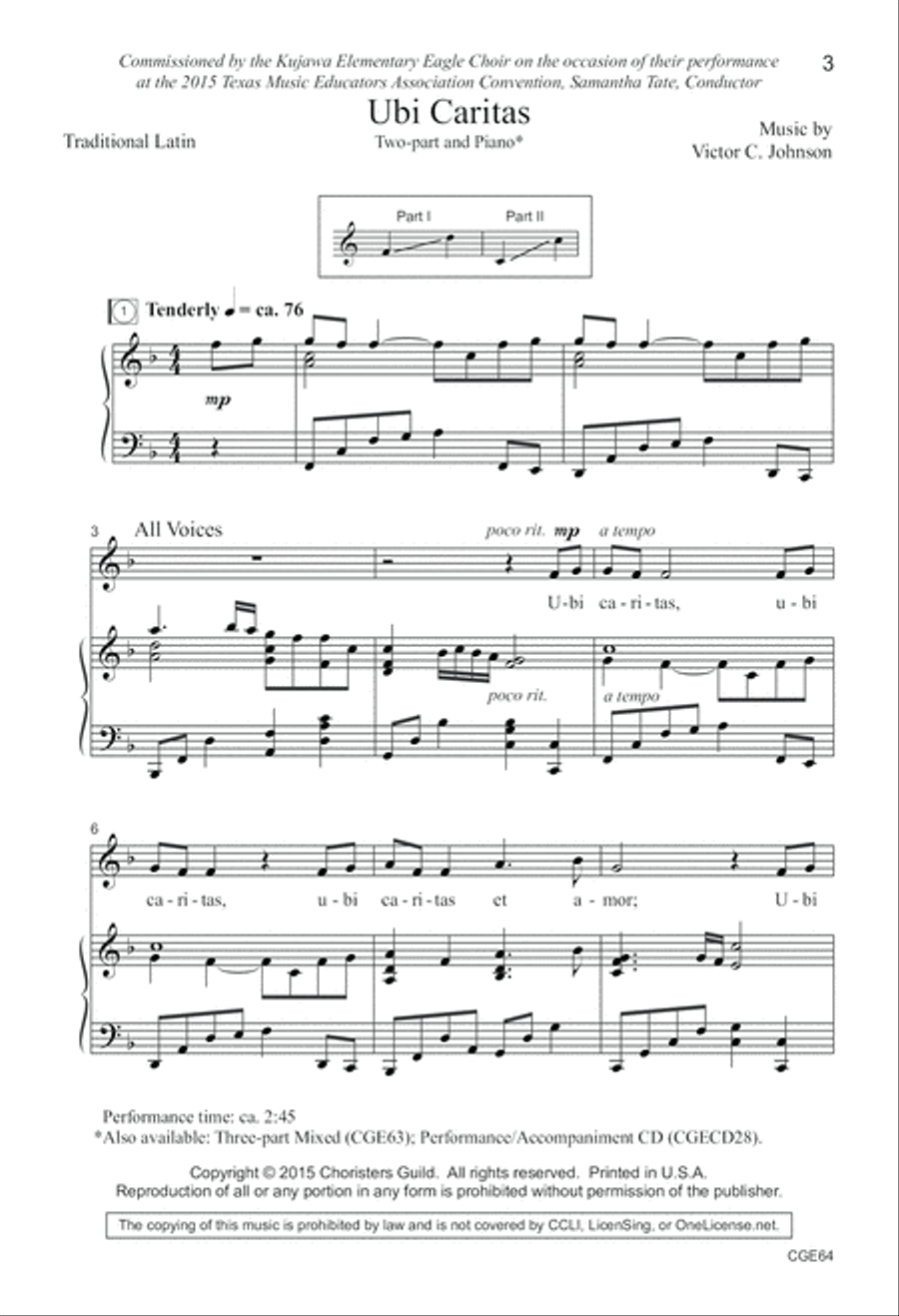 Ubi Caritas (Two-Part) Choir scores gallery preview page 3