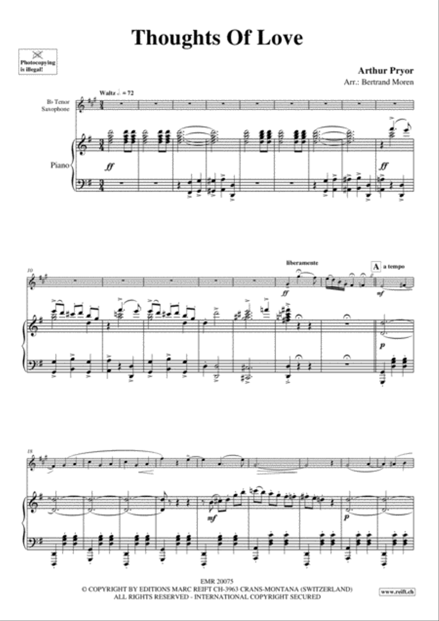 Thoughts Of Love Thoughts Of Love Tenor Saxophone scores gallery preview page 3