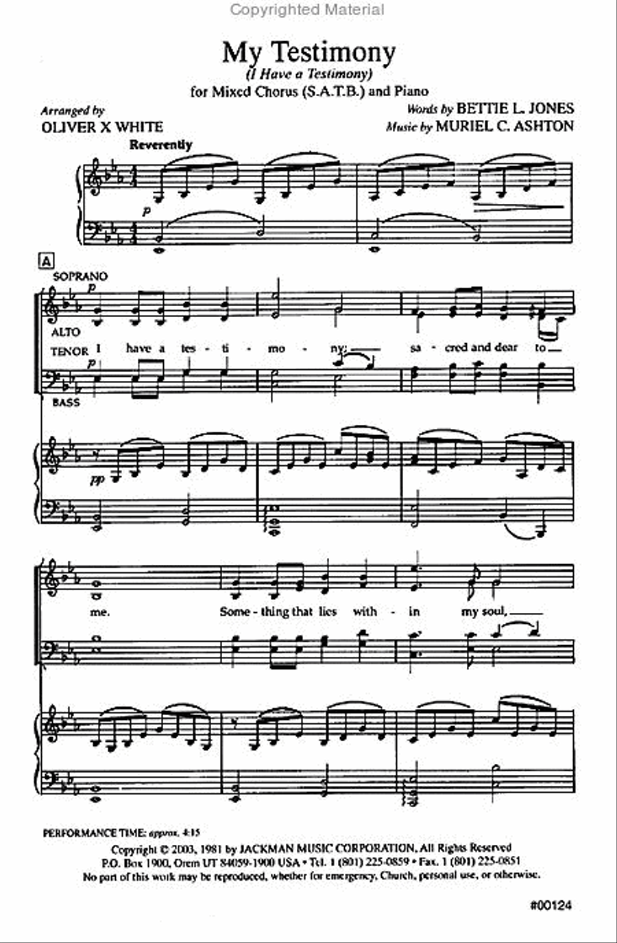 My Testimony (I Have a Testimony) - SATB 4-Part scores gallery preview page 2
