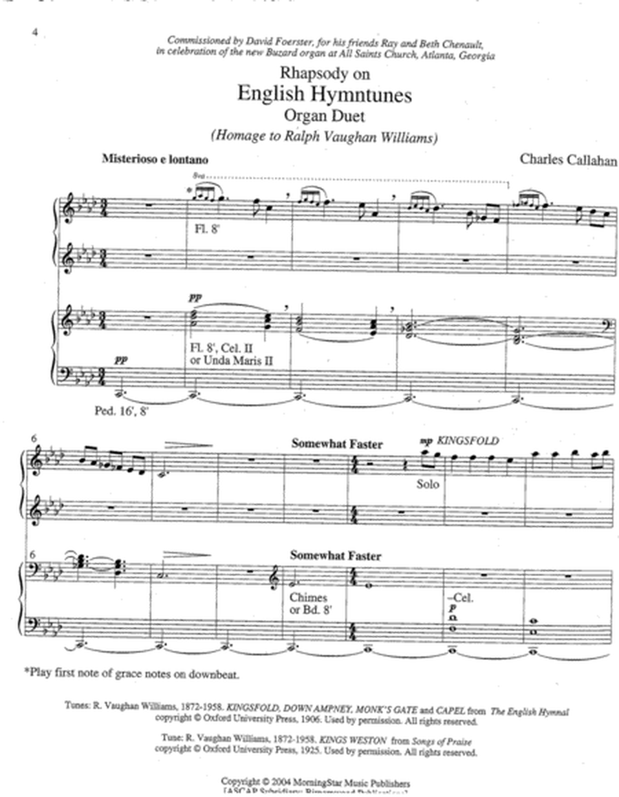 Rhapsody on English Hymntunes (Organ Duet) image number null