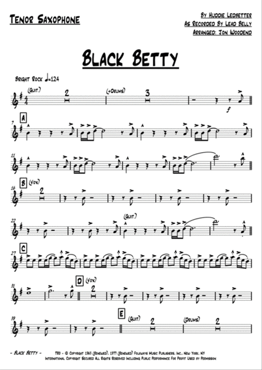 Black Betty Jazz Ensemble scores gallery preview page 2