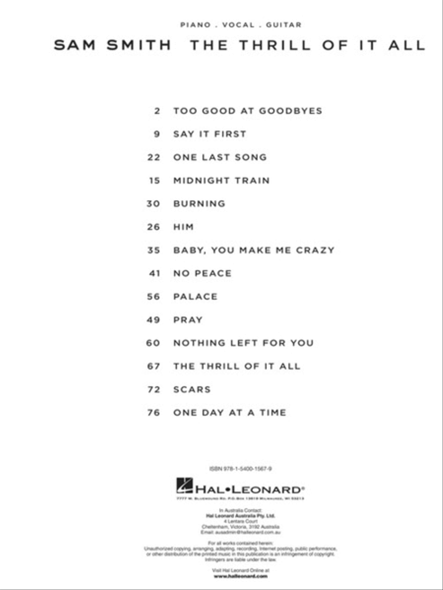 Sam Smith - The Thrill of It All 3-Part scores gallery preview page 2