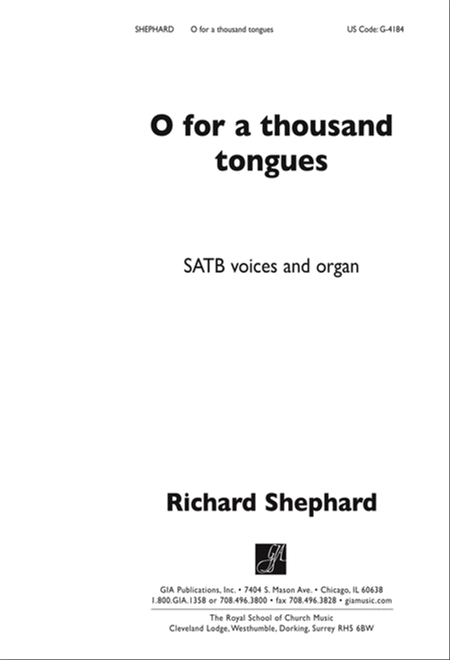 O for a Thousand Tongues to SIng 4-Part scores gallery preview page 1