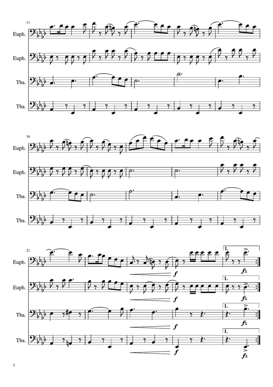 The Kilties March Brass Quartet scores gallery preview page 2