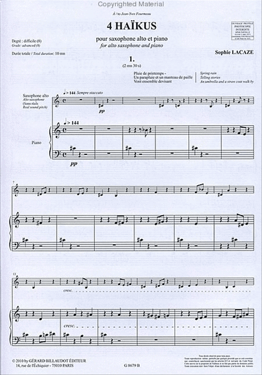 4 Haikus 4 Haikus Alto Saxophone scores gallery preview page 2