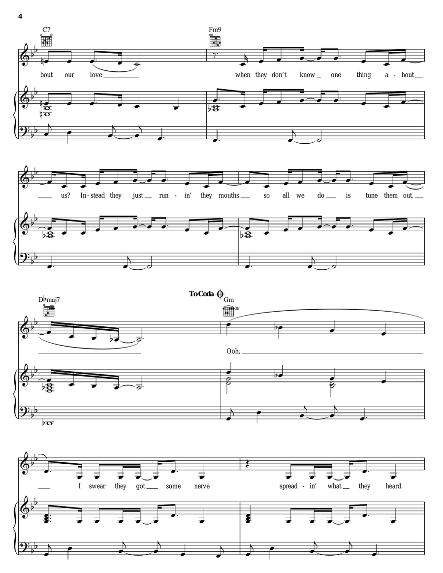 Talk About Our Love Talk About Our Love Piano, Vocal, Guitar scores gallery preview page 4