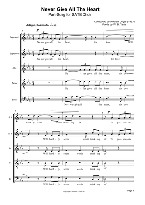 Never Give All The Heart - Part-Song for SATB Choir