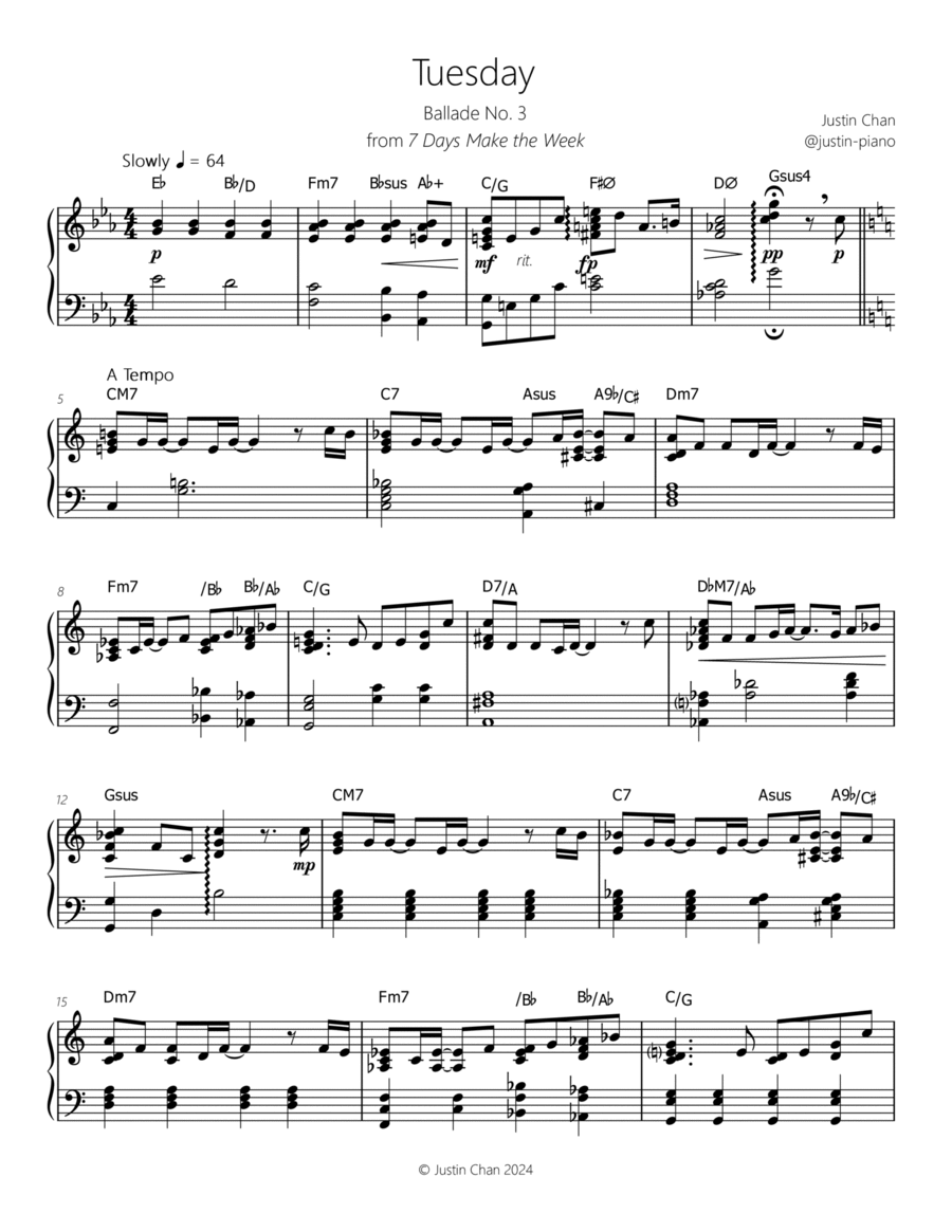 7 Days Make the Week 03 - Tuesday Piano Solo scores gallery preview page 1