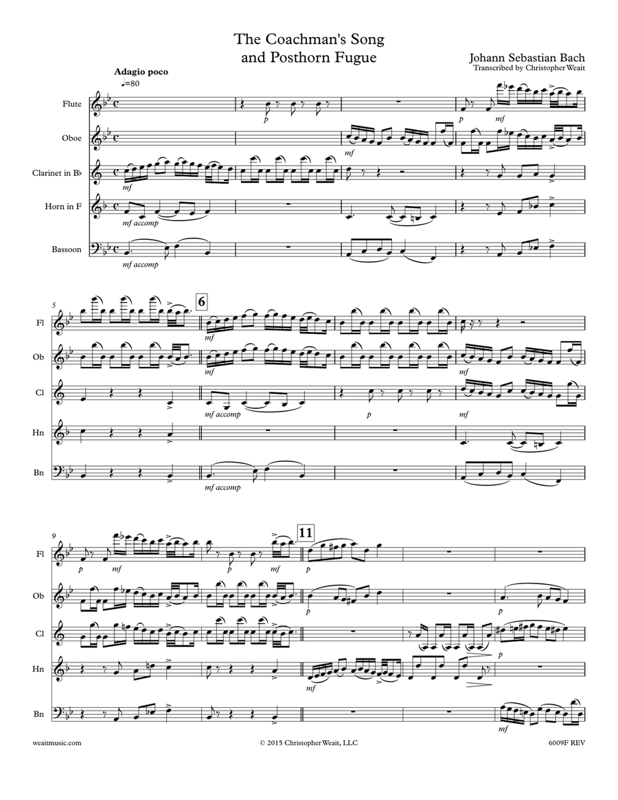 Coachman’s Song and Posthorn Fugue for wind quintet (4’08) Woodwind Quintet scores gallery preview page 2